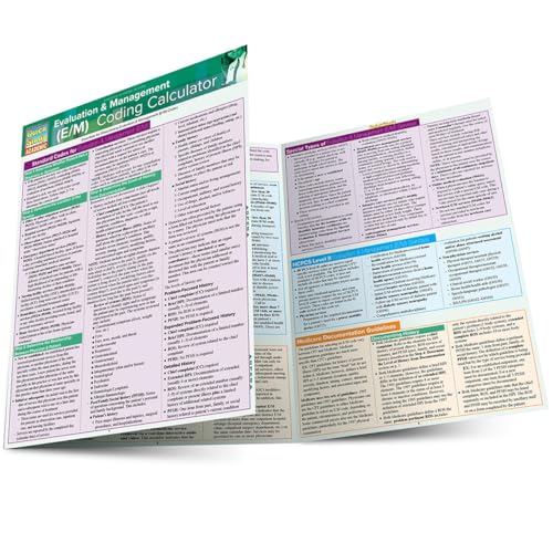 Evaluation &amp Management (E&ampM) Coding Calculator QuickStudy Laminated Re [Fold-out book or cha]
