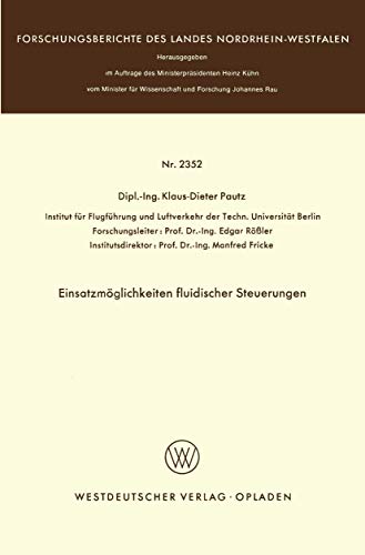Einsatzmglichkeiten fluidischer Steuerungen [Paperback]