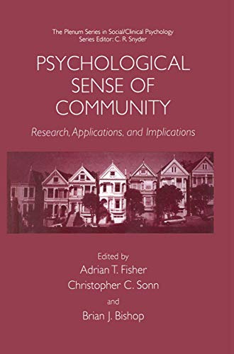 Psychological Sense of Community Research, Applications, and Implications [Paperback]