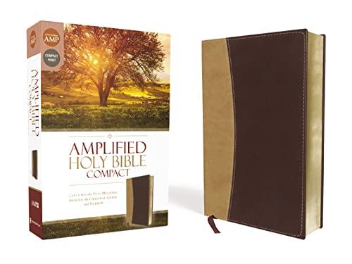 Amplified Holy Bible, Compact, Leathersoft, Tan/Burgundy: Captures the Full Mean [Leather / fine bindi]
