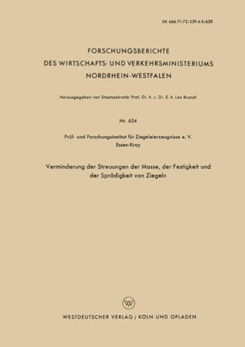 Verminderung der Streuungen der Masse, der Festigkeit und der Sprdigkeit von Zi [Paperback]