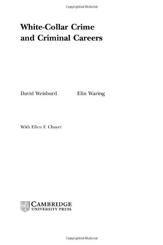 White-Collar Crime and Criminal Careers [Hardcover]