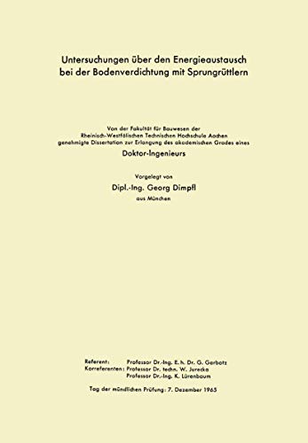Untersuchungen ber den Energieaustausch bei der Bodenverdichtung mit Sprungrtt [Paperback]