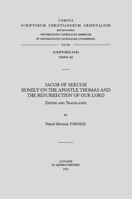 Jacob of Serugh. Homily on the Apostle Thomas and the Resurrection of Our Lord [Paperback]