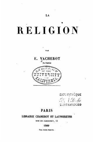 La Religion (french Edition) [Paperback]