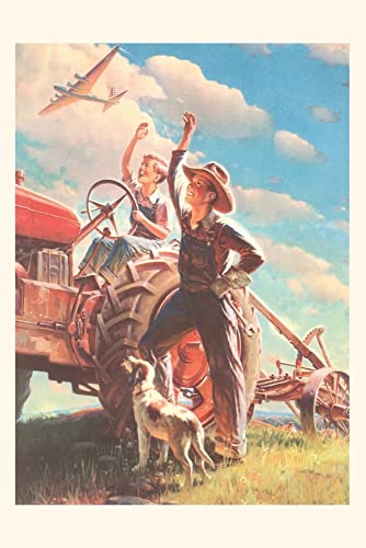 Vintage Journal Farmer And Son Waving To Airplane