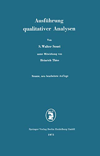 Ausfhrung qualitativer Analysen [Paperback]