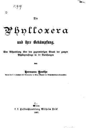 Die Phylloxera Und Ihre Bekmpfung (german Edition) [Paperback]