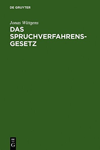Spruchverfahrensgesetz [Hardcover]