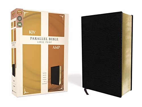 KJV, Amplified, Parallel Bible, Large Print, Bonded Leather, Black, Red Letter:  [Leather / fine bindi]