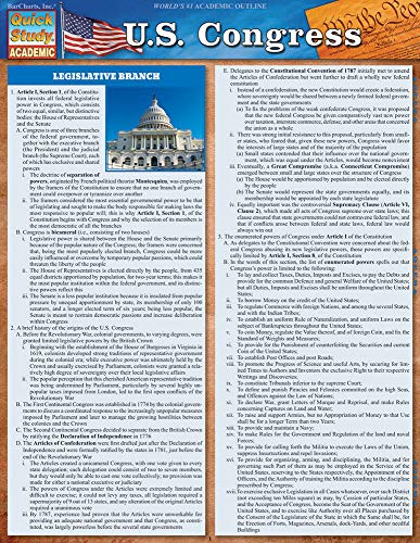 U.S. Congress a QuickStudy Laminated Reference Guide [Fold-out book or cha]