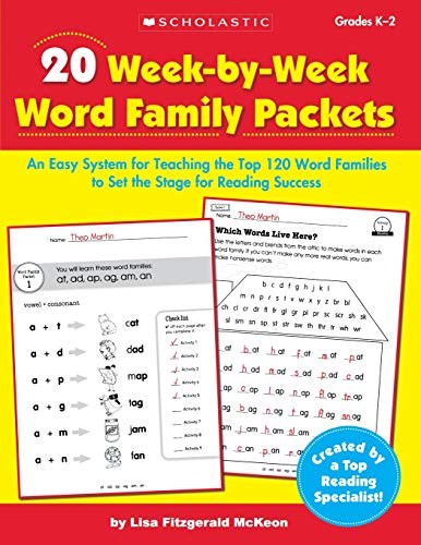 20 Week-by-Week Word Family Packets An Easy System for Teaching the Top 120 Wor [Paperback]