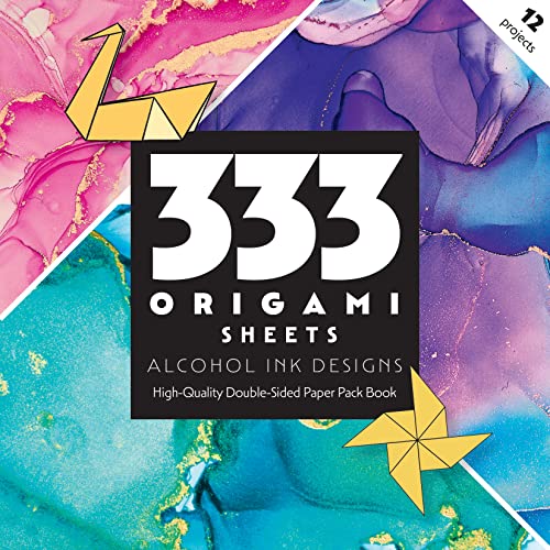 333 Origami Sheets Alcohol Ink Designs High-Quality Double-Sided Paper Pack Boo [General merchandise]