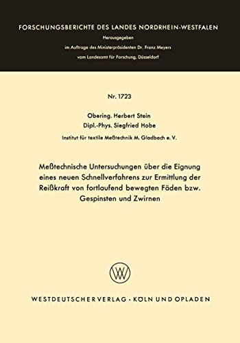Metechnische Untersuchungen ber die Eignung eines neuen Schnellverfahrens zur  [Paperback]