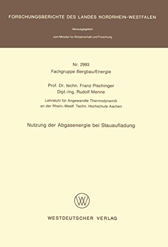 Nutzung der Abgasenergie bei Stauaufladung [Paperback]