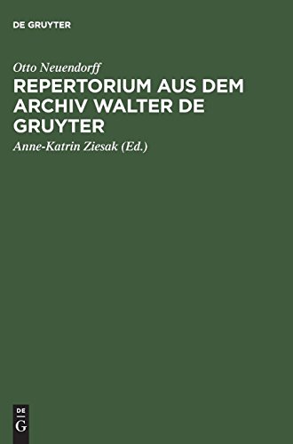 Repertorium Aus Dem Archiv Walter de Gruyter [Hardcover]