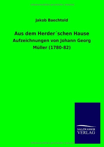 Aus Dem Herder'schen Hause [Paperback]