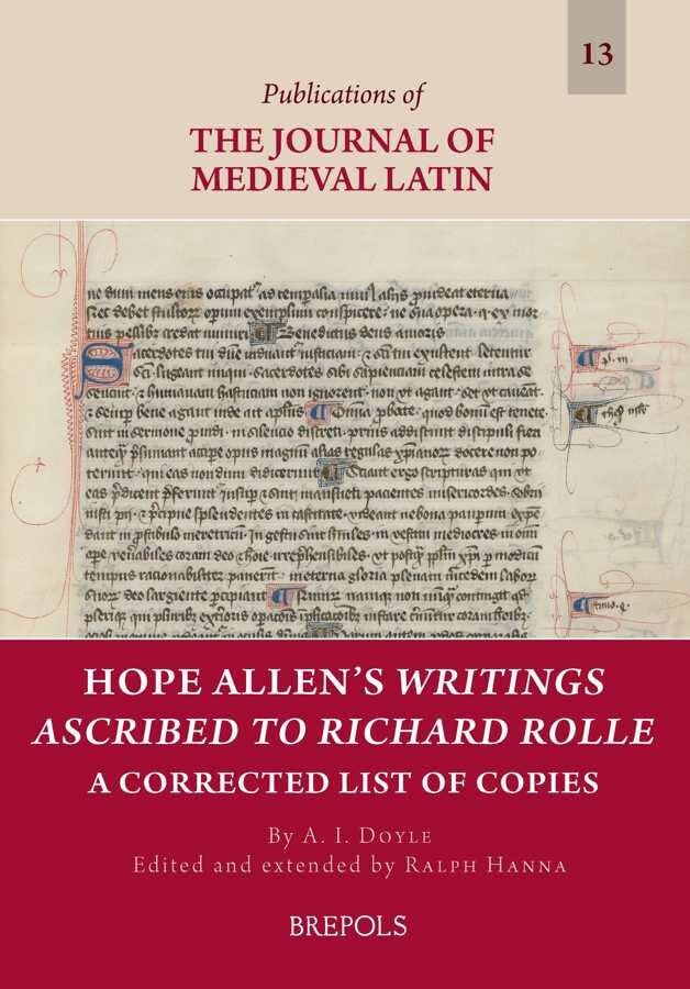 Hope Allen's Writings Ascribed to Richard Rolle A Corrected List of Copies [Paperback]
