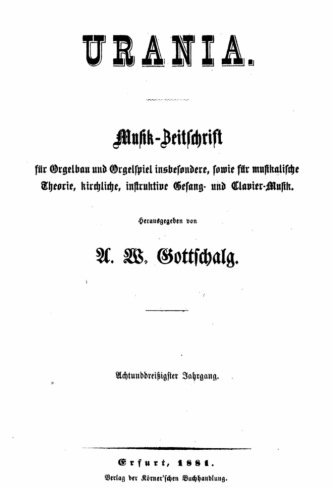 Urania, Musik-Zeitschrift Fr Orgelbau, Orgel- Und Harmoniumspiel (german Editio [Paperback]