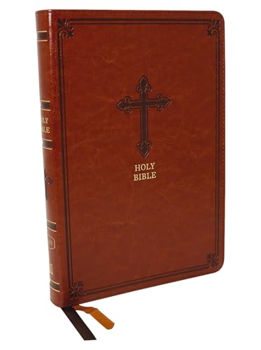 KJV Holy Bible Large Print Thinline, Brown Leathersoft, Red Letter, Comfort Pri [Leather / fine bindi]