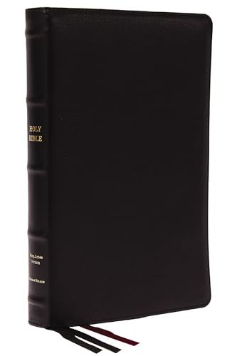 KJV Holy Bible Large Print Thinline, Black Goatskin Leather, Premier collection [Leather / fine bindi]