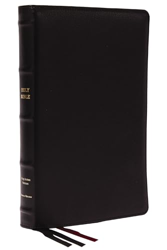 KJV Holy Bible Large Print Thinline, Black Goatskin Leather, Premier Collection [Leather / fine bindi]