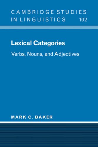 Lexical Categories Verbs, Nouns and Adjectives [Paperback]