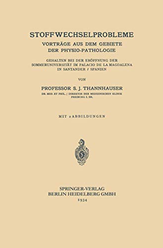 Stoffwechselprobleme Vortrge aus dem Gebiete der Physio-Pathologie [Paperback]