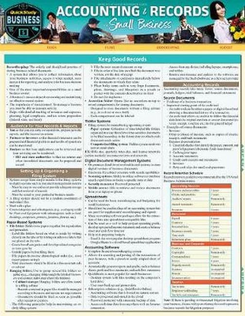 Accounting &amp Records for Small Business a Bookkeeping, Taxes &amp Employer [Fold-out book or cha]