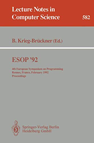ESOP '92 4th European Symposium on Programming, Rennes, France, February 26-28, [Paperback]