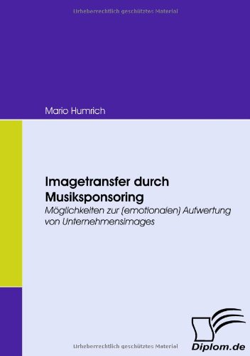 Imagetransfer Durch Musiksponsoring [Paperback]