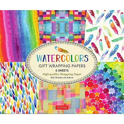 Rainbow Watercolors Gift Wrapping Papers - 6 sheets 24 x 18 inch Wrapping Paper [Paperback]