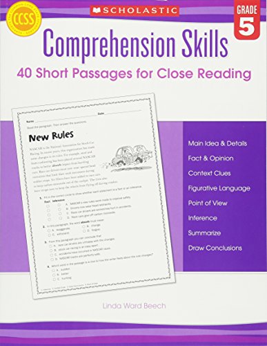 Comprehension Skills Short Passages for Close Reading Grade 5 [Paperback]