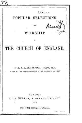 Popular Selections From Worship In The Church Of England [Paperback]