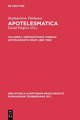 Apotelesmaticorum, vol. I Libri Tres [Hardcover]