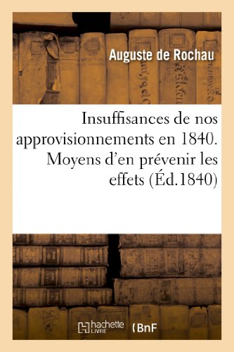 Insuffisances de Nos Approvisionnements en 1840. Moyens d'en Prevenir les Effets [Paperback]