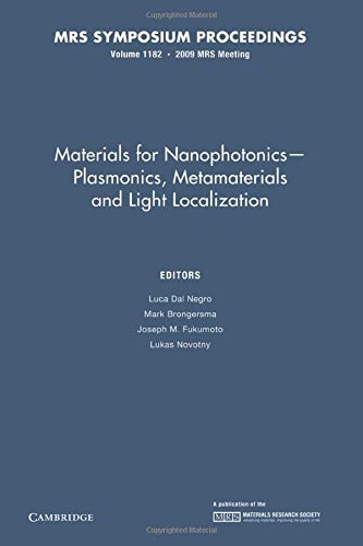 Materials for Nanophotonics  Plasmonics, Metamaterials and Light Localization  [Paperback]