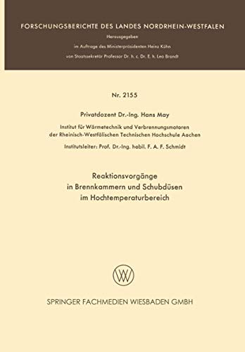 Reaktionsvorgnge in Brennkammern und Schubdsen im Hochtemperaturbereich [Paperback]