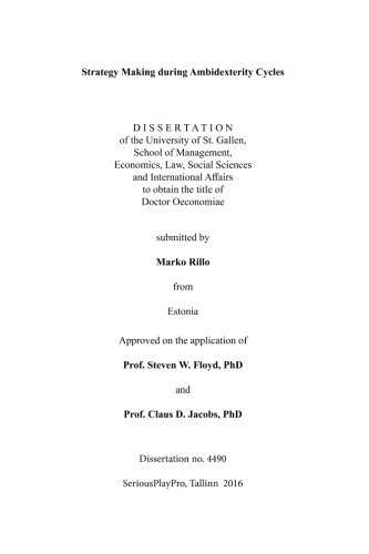 Strategy Making During Ambidexterity Cycles [Paperback]