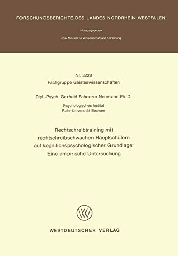 Rechtschreibtraining mit rechtschreibschwachen Hauptschlern auf kognitionspsych [Paperback]