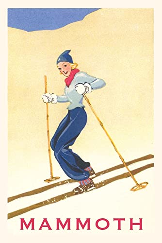 Vintage Journal Woman Skiing Down Hill, Mammoth