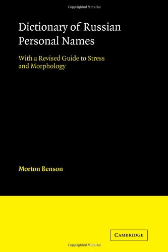 Dictionary of Russian Personal Names With a Revised Guide to Stress and Morphol [Paperback]