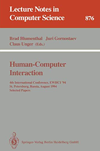 Human-Computer Interaction 4th International Conference, EWHCI '94, St. Petersb [Paperback]