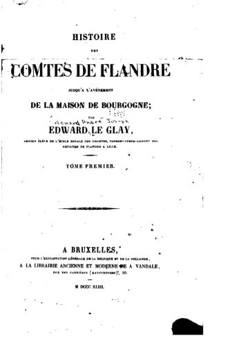 Histoire Des Comtes De Flandre, Jusqu' L'avnement De La Maison De Bourgogne -  [Paperback]