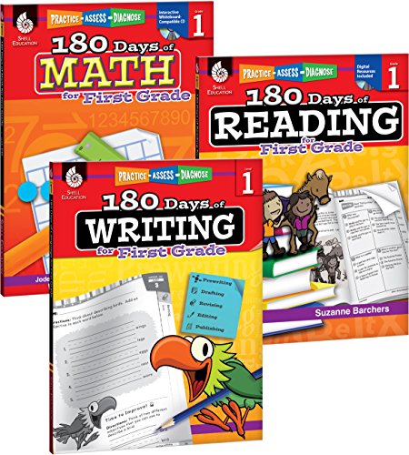 180 Days Of Reading, Writing, And Math For First Grade 3-Book Set [Paperback]