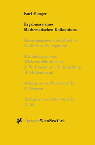 Karl Menger, Ergebnisse eines Mathematischen Kolloquiums [Paperback]