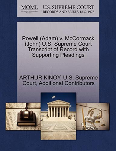Powell (adam) V. Mccormack (john) U.S. Supreme Court Transcript Of Record With S [Paperback]