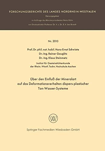 ber den Einflu der Mineralart auf das Deformationsverhalten dispers-plastische [Paperback]