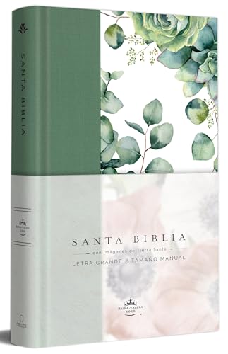 Biblia RVR 1960 letra grande Tapa dura y tela verde con flores tamao manual / B [Hardcover]