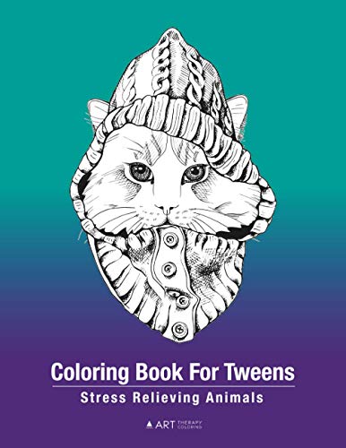 Coloring Book For Tweens Stress Relieving Animals  Colouring Pages For Boys &  [Paperback]
